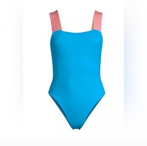 Women Versace Blue and Pink One-Piece Swimsuit
